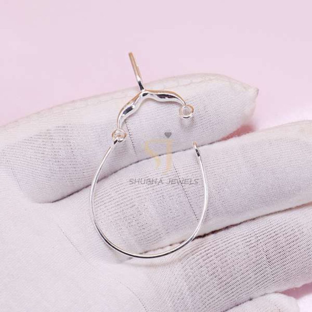 925 Sterling Silver Oval Charm Holder Lock with Hinged Closure | Minimal Jewelry Connector