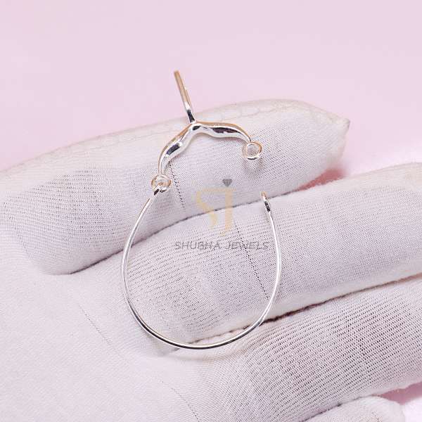 925 Sterling Silver Oval Charm Holder Lock with Hinged Closure | Minimal Jewelry Connector