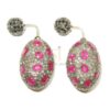 925 Sterling Silver Ruby & Diamond Oval Drop Earrings
