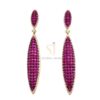 925 Sterling Silver Ruby & Diamond Marquise Drop Earrings