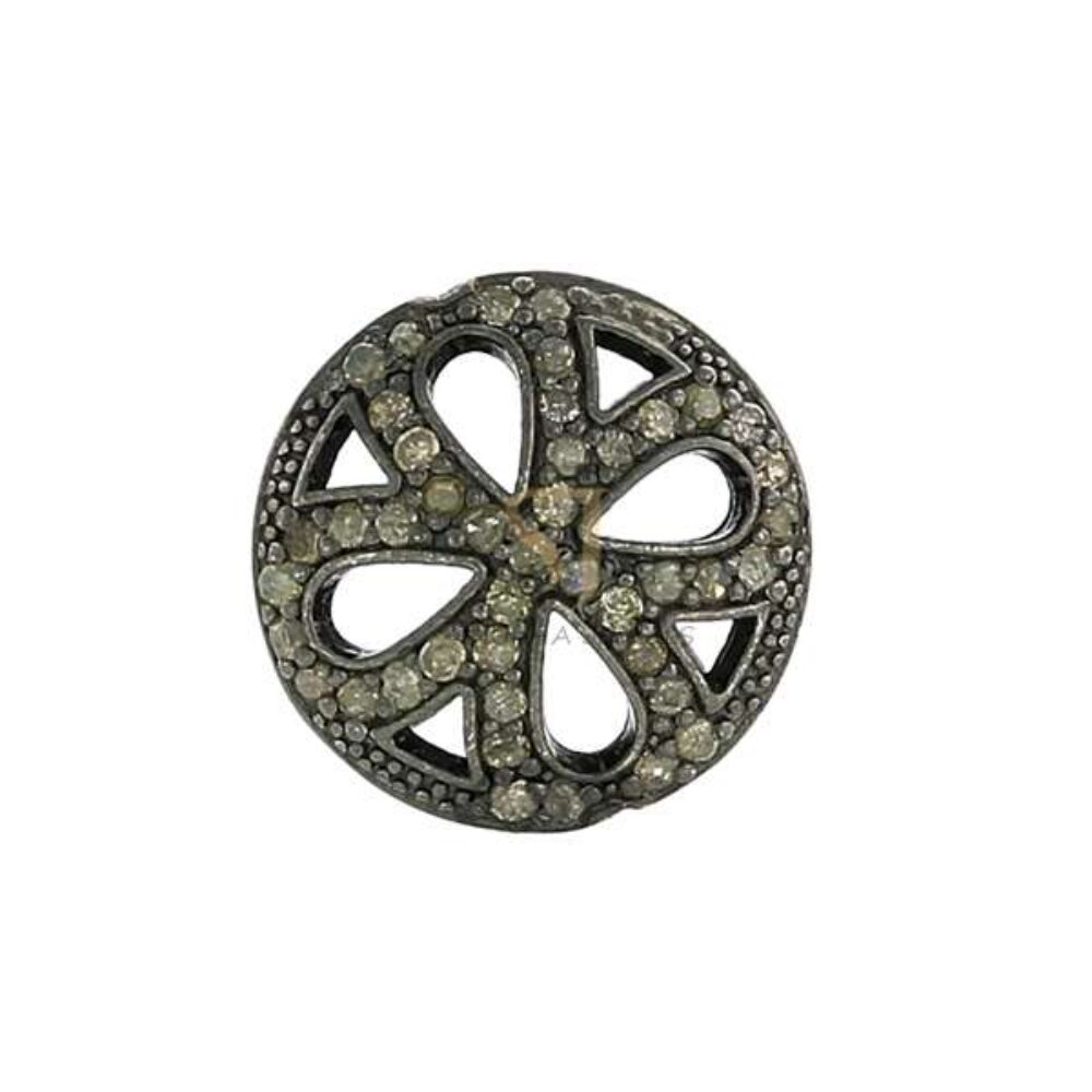 925 Sterling Silver Diamond Pave Round Connector Finding Jewelry