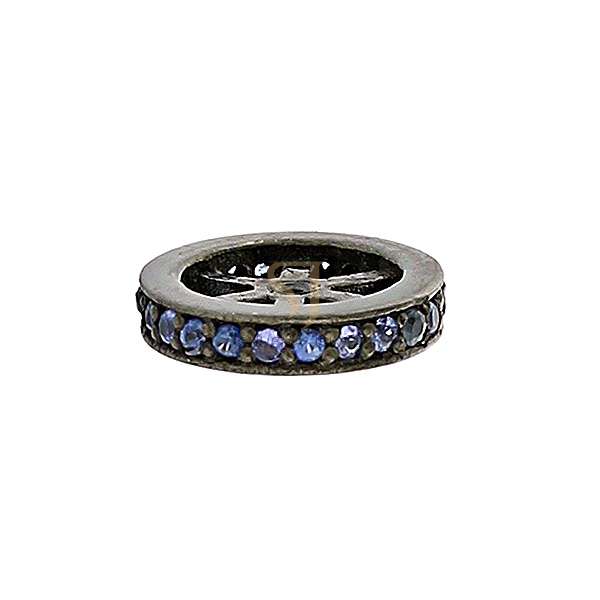 925 Sterling Silver Diamond Pave Wheel Spacer Bead Jewelry - Image 3