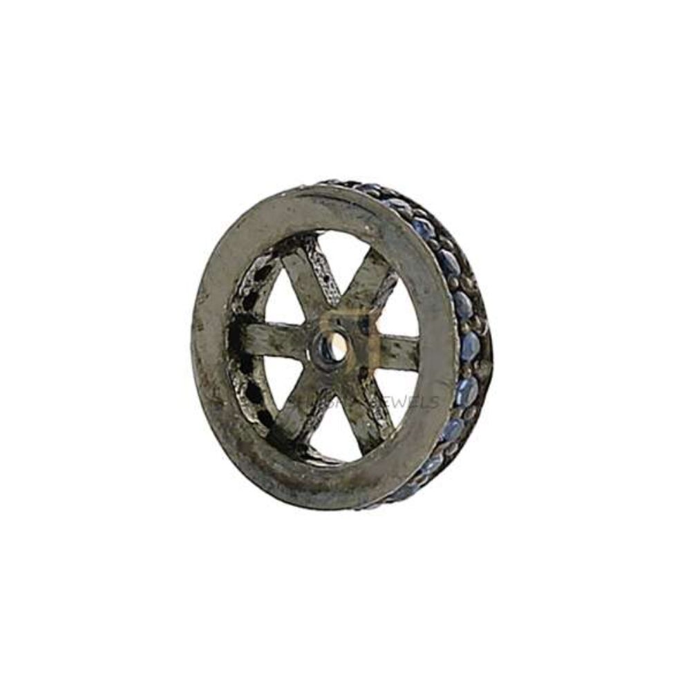925 Sterling Silver Diamond Pave Wheel Spacer Bead Jewelry