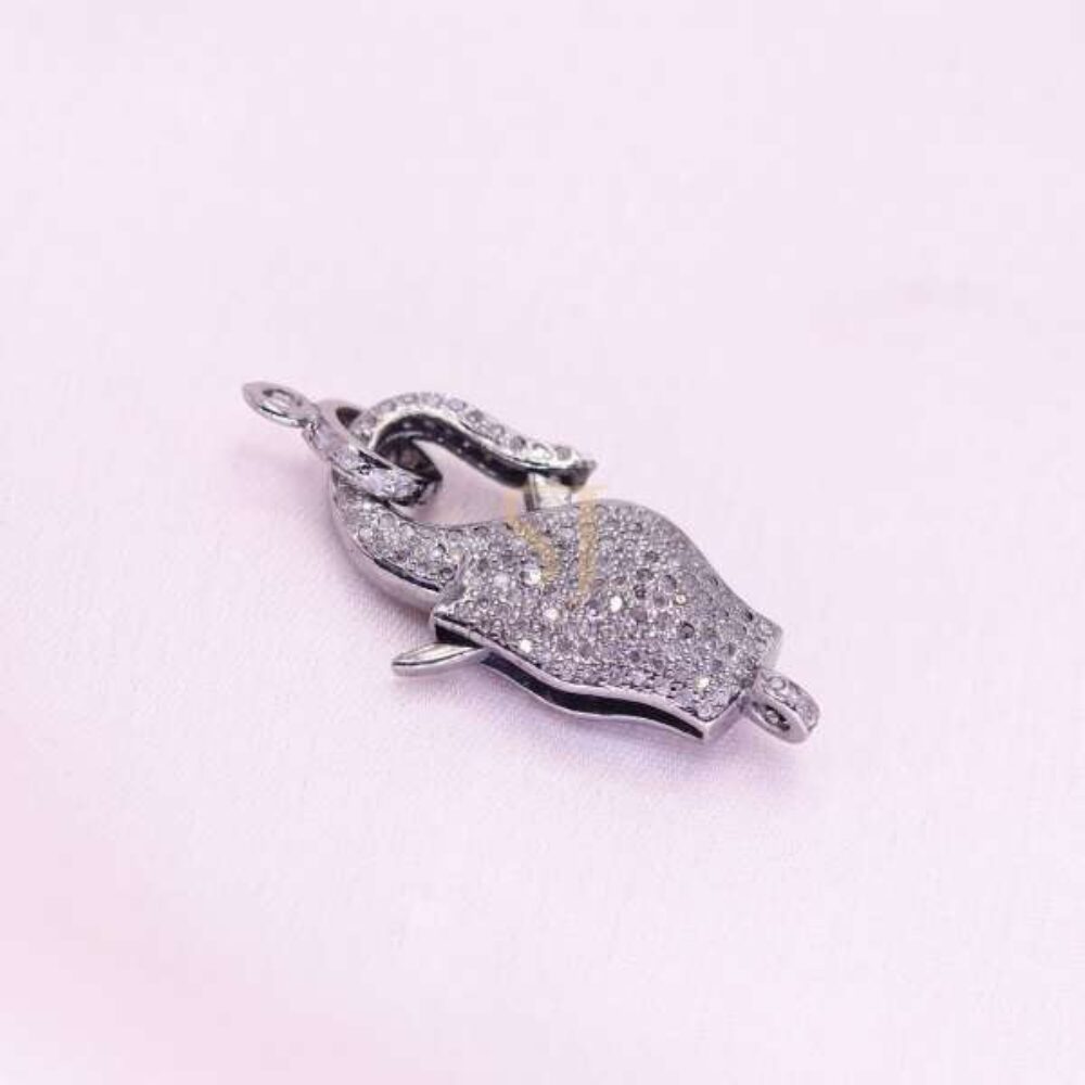 925 Sterling Silver Diamond Pave Designer Clasp Jewelry