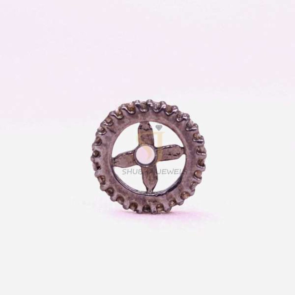 925 Sterling Silver Diamond Wheel Spacer Bead Jewelry