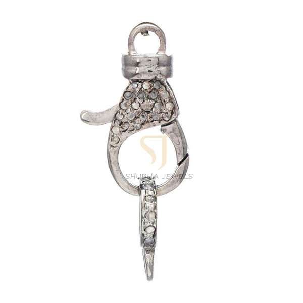 925 Sterling Silver Diamond Pave Lobster Clasp Jewelry - Image 3