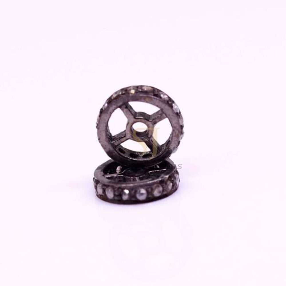 925 Sterling Silver Diamond Spacer Wheel Jewelry