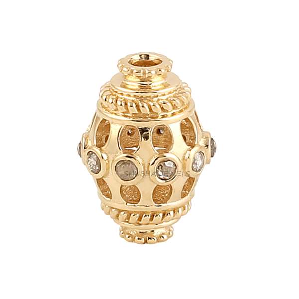 925 Sterling Silver Diamond Filigree Barrel Bead Jewelry - Image 3