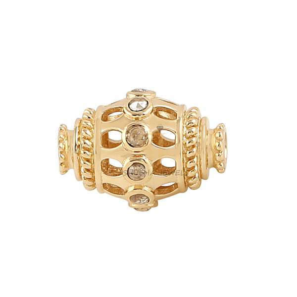 925 Sterling Silver Diamond Filigree Barrel Bead Jewelry