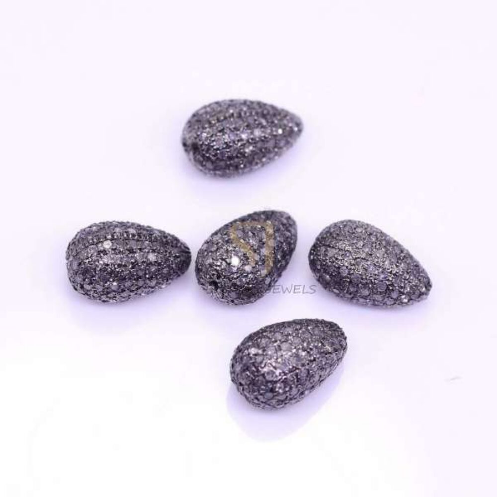 1 Pcs 925 Sterling Silver Diamond Drop Bead Jewelry