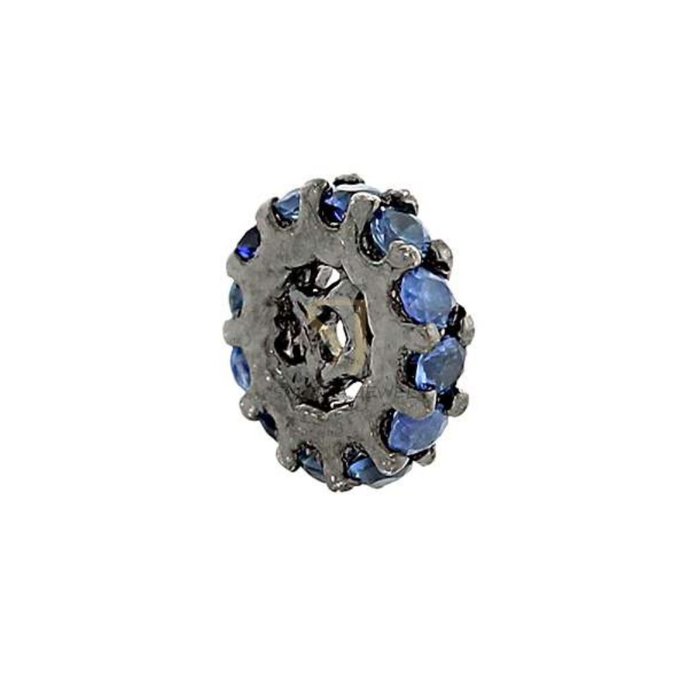 925 Sterling Silver Blue Sapphire Spacer Wheel Jewelry