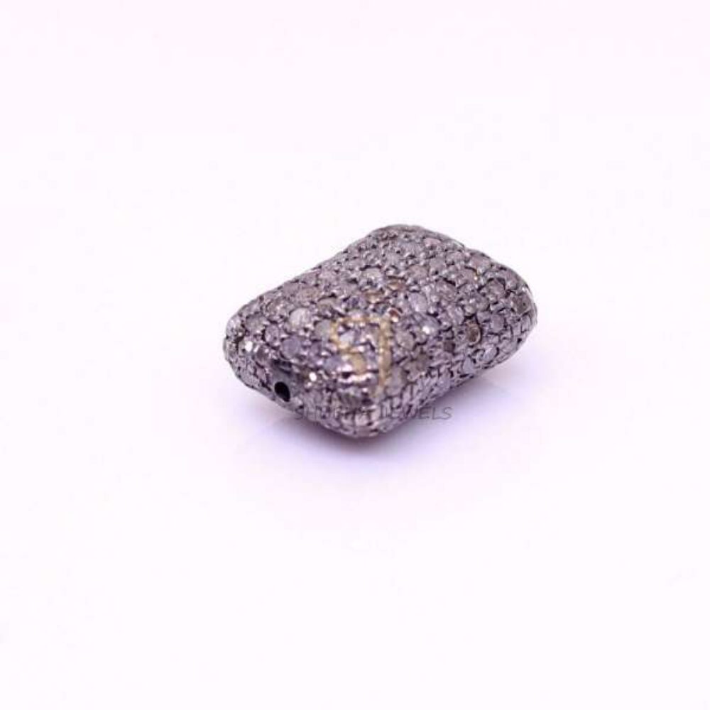 925 Sterling Silver Diamond Pillow Bead Jewelry