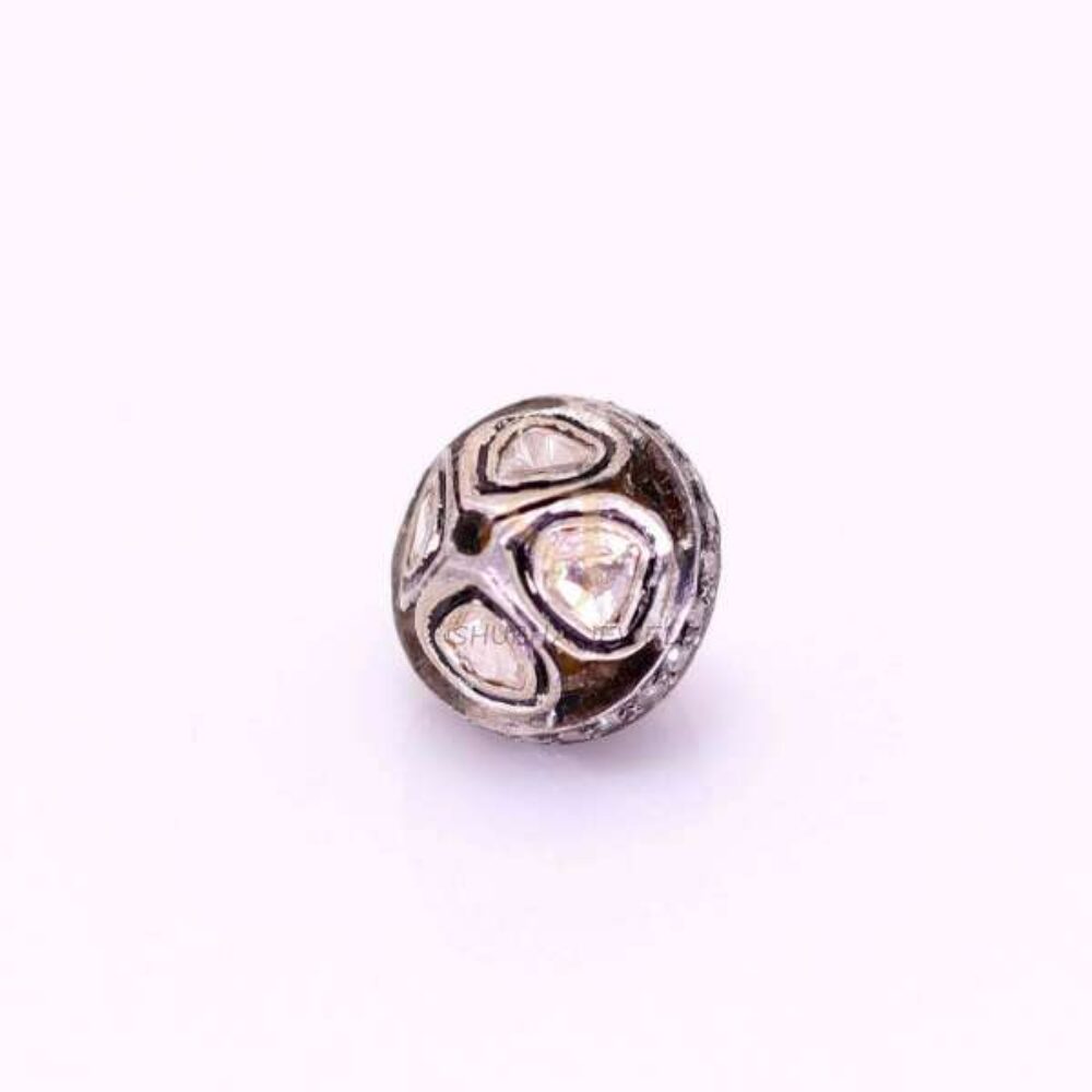 925 Sterling Silver Polki Diamond Round Bead Jewelry