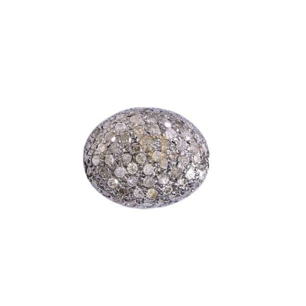 925 Sterling Silver Pave Diamond Oval Bead Jewelry