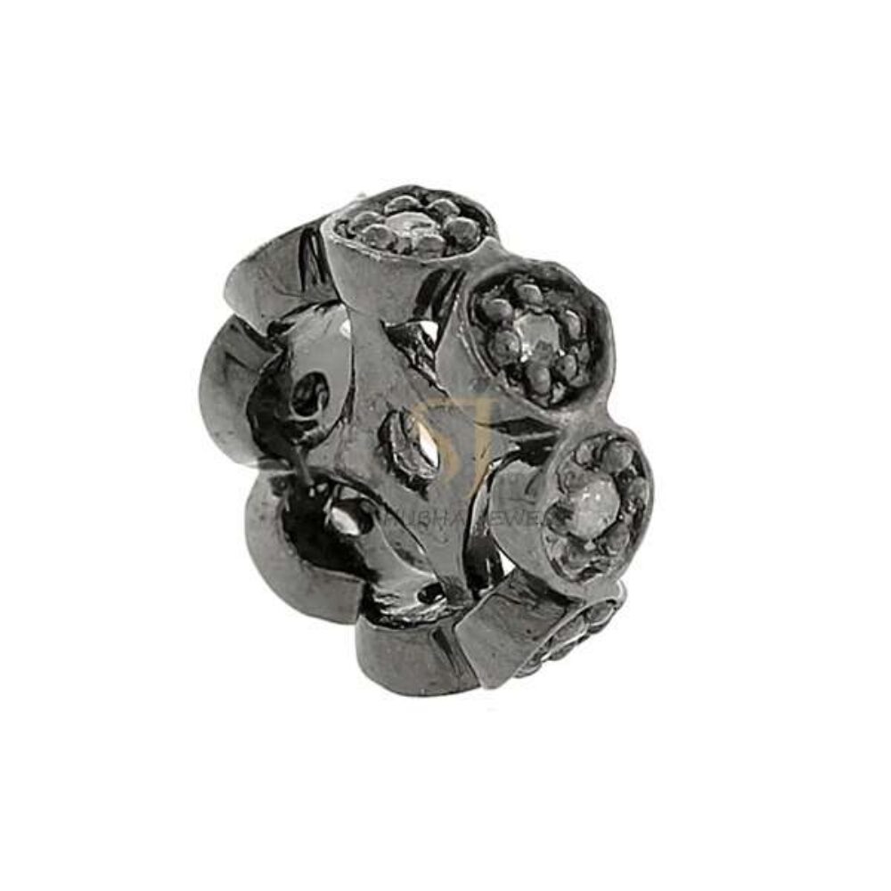 925 Sterling Silver Diamond Spacer Bead Jewelry