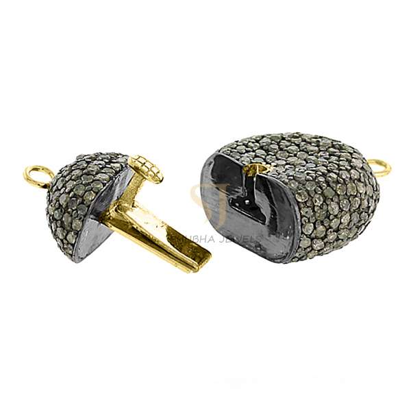 925 Sterling Silver Pave Diamond Magnetic Clasp Jewelry - Image 3