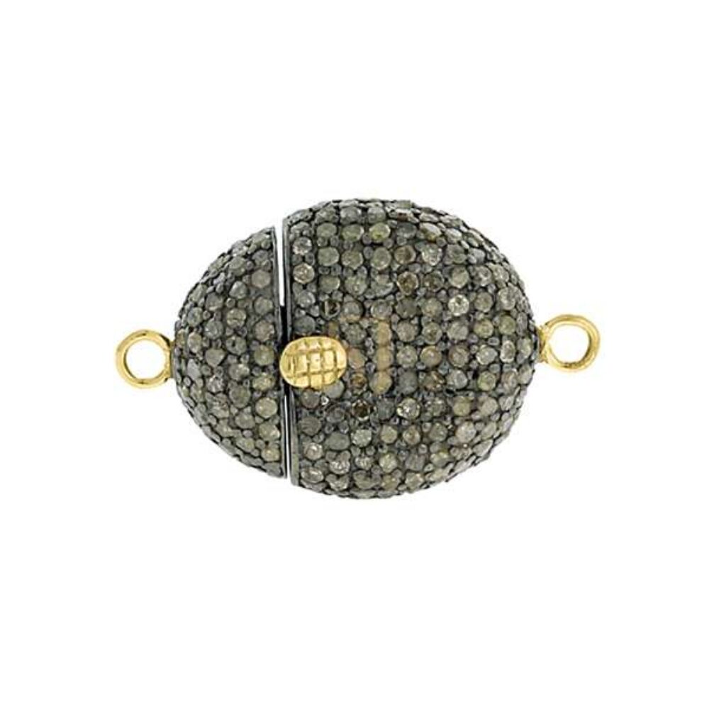 925 Sterling Silver Pave Diamond Magnetic Clasp Jewelry