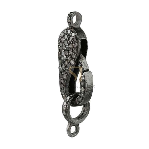 925 Sterling Silver Pave Diamond Hook Clasp Jewelry - Image 3