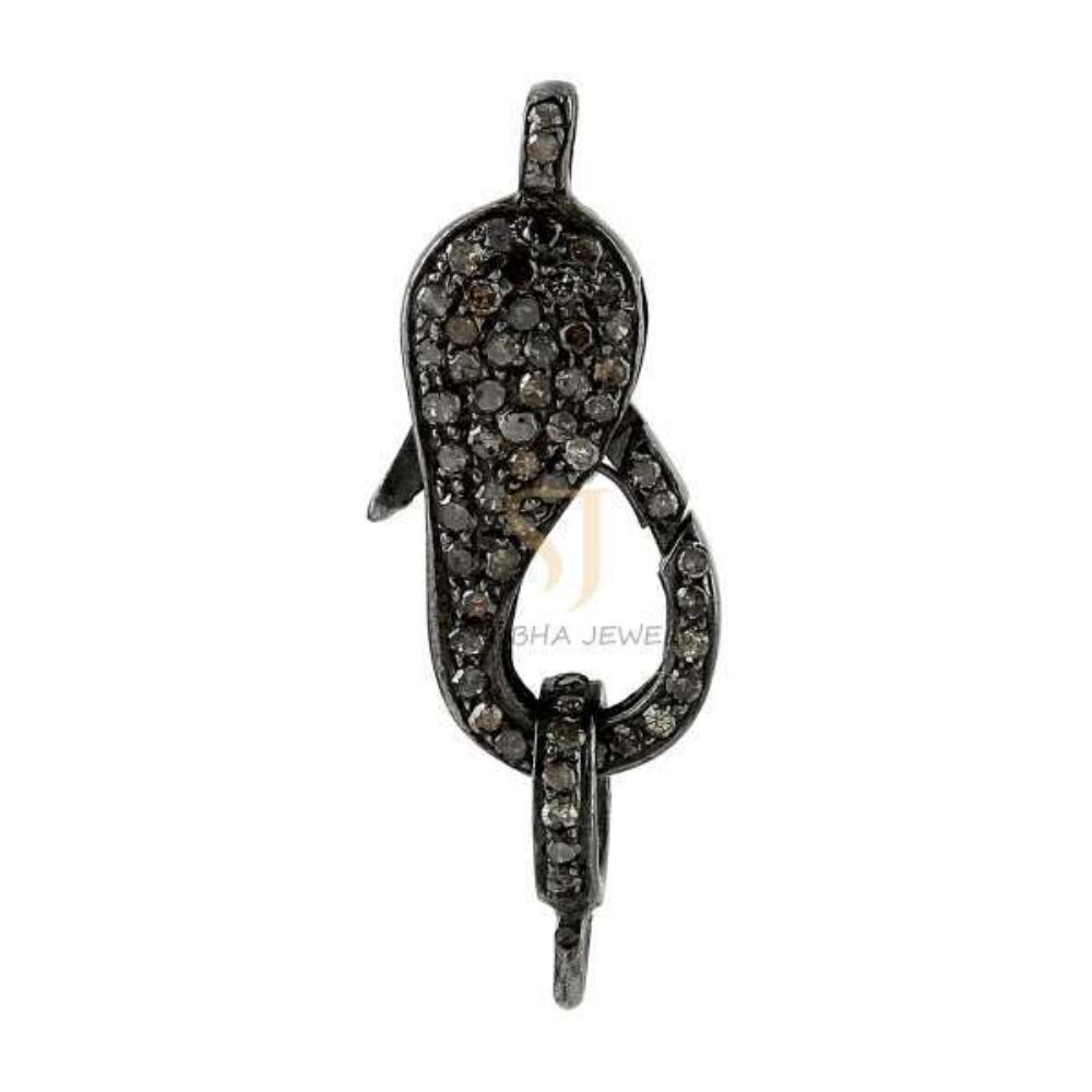925 Sterling Silver Pave Diamond Hook Clasp Jewelry