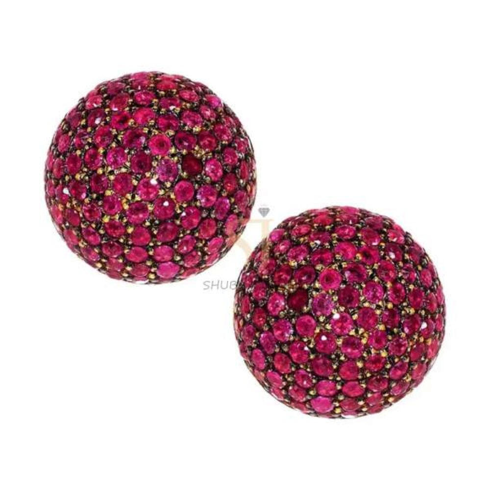 925 Sterling Silver Ruby Pave Ball Finding Jewelry