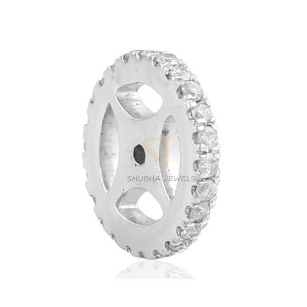 925 Sterling Silver Diamond Pave Spacer Wheel Finding