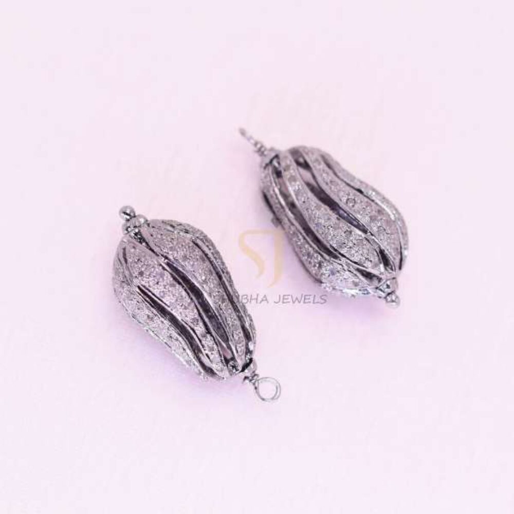 925 Sterling Silver Diamond Pave Designer Clasp Finding Jewelry