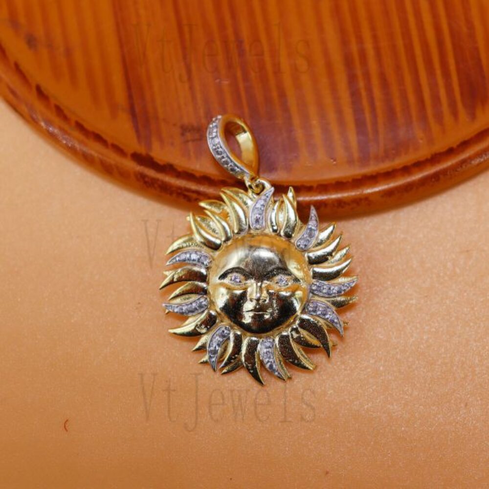 Celestial Sun Face Pendant in 925 Sterling Silver