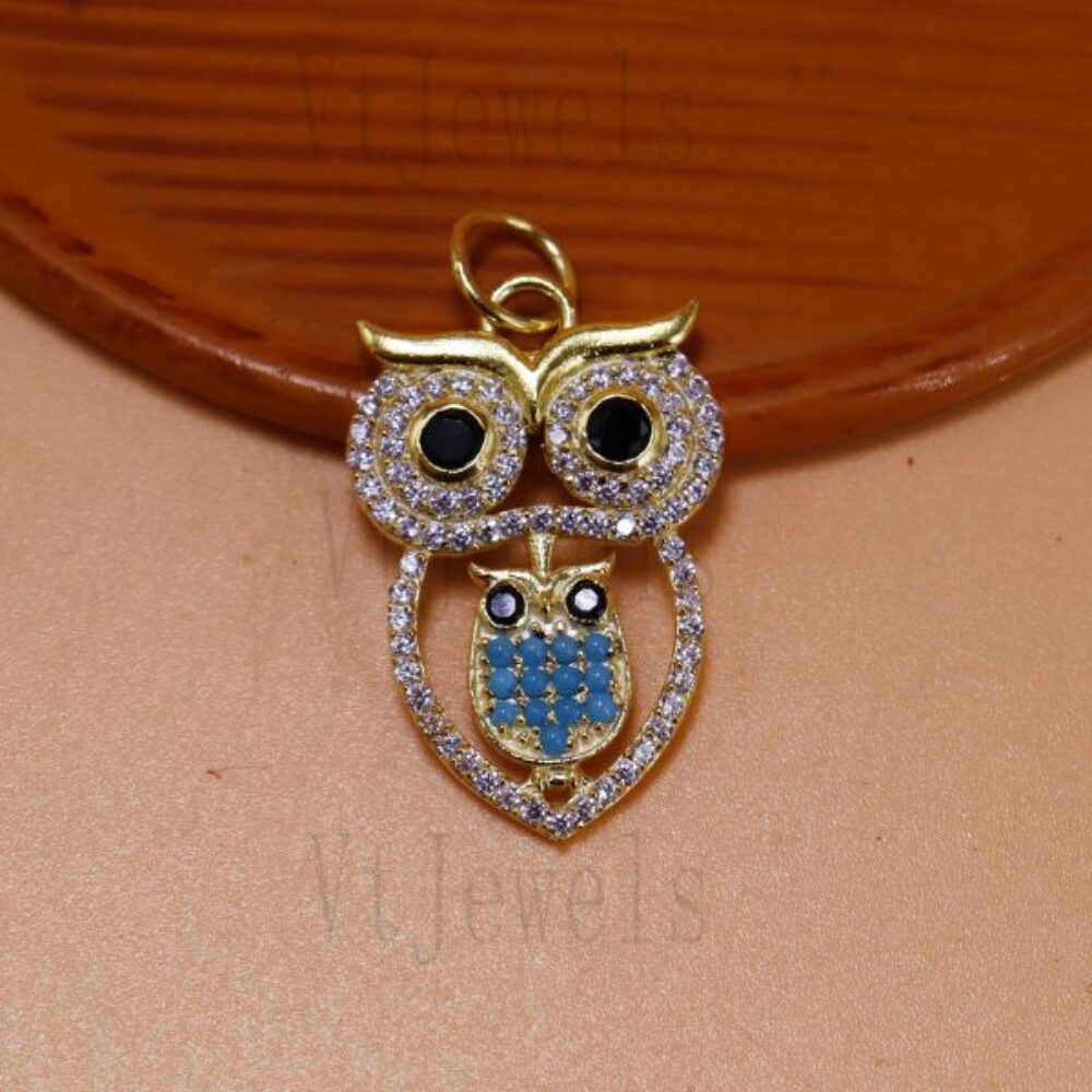 Mother and Baby Owl Pendant in 925 Sterling Silver