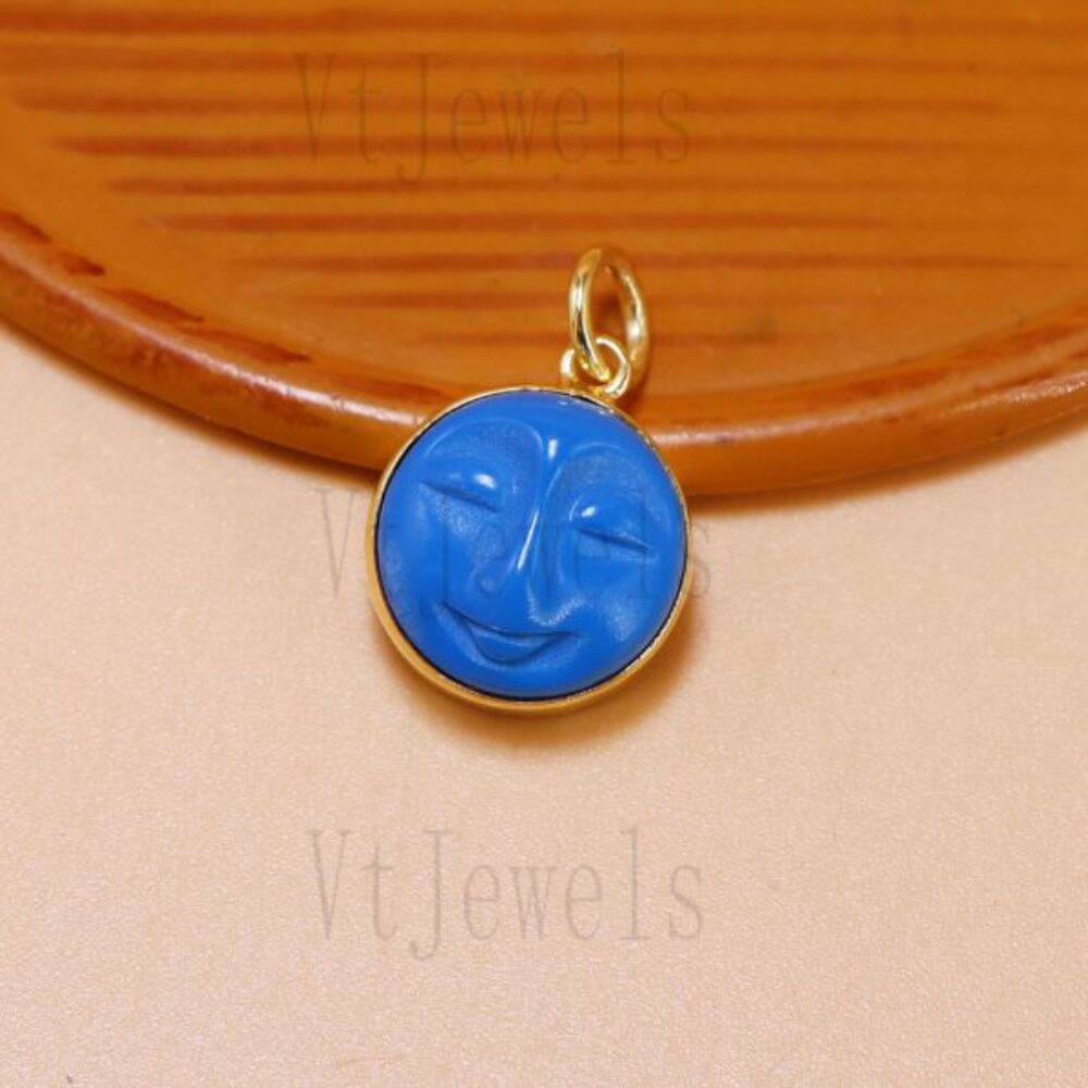 925 Sterling Silver Carved Red Jasper Sun Face Round Pendant Charm
