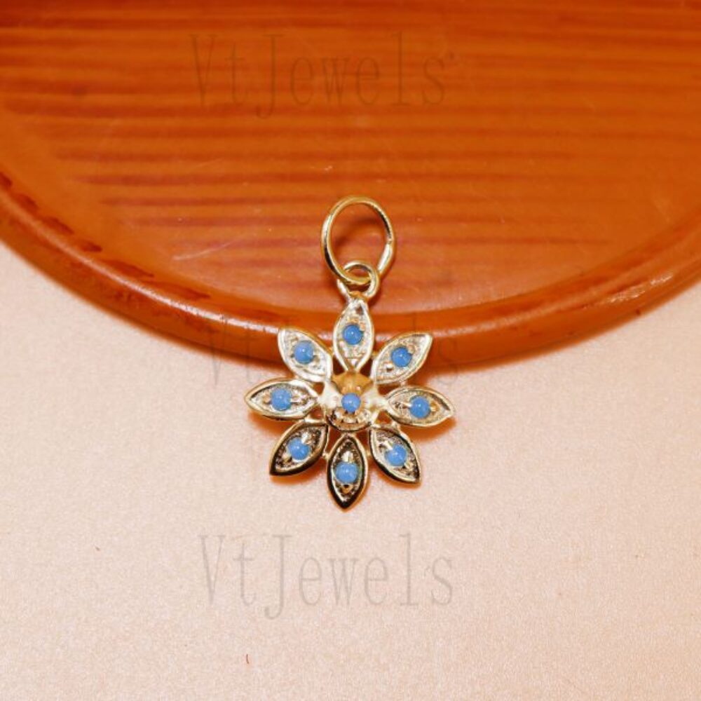Turquoise Flower Star Pendant in 925 Sterling Silver