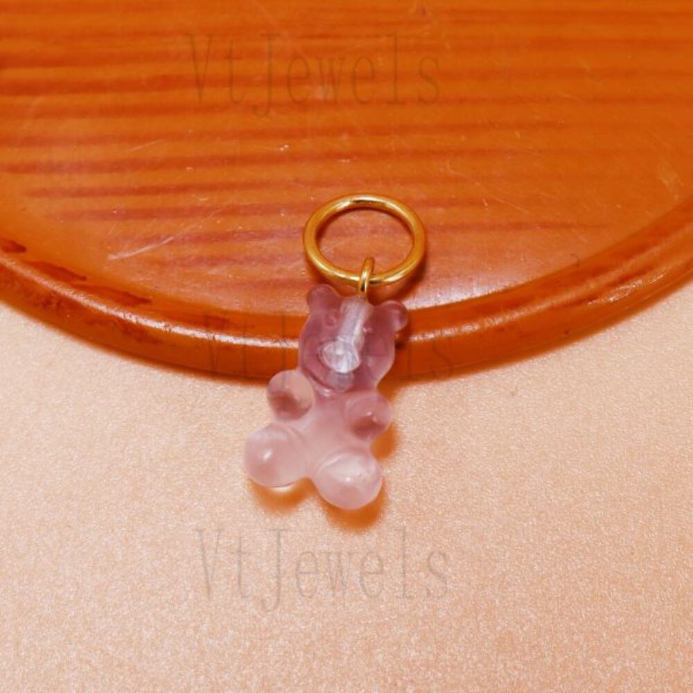 925 Sterling Silver Pink Gummy Bear Pendant