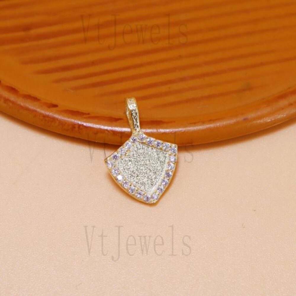 Geometric Shield Micro-Pave diamond Pendant