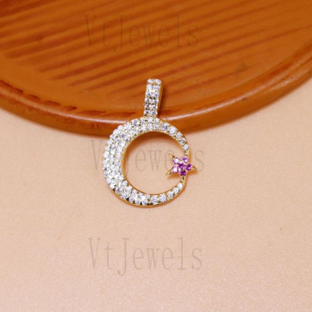 Crescent Moon & Ruby Star Pendant