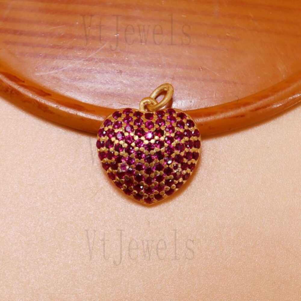 Ruby Pave diamond Heart Pendant