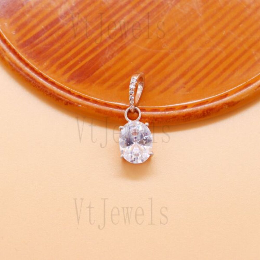 925 Sterling Silver Oval Solitaire Pendant
