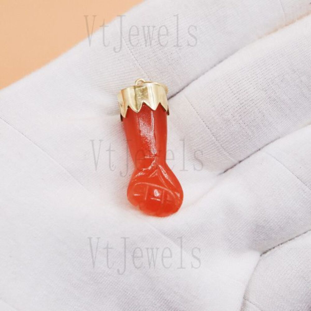 925 Sterling Silver Gold Plated Red Figa Hand Pendant