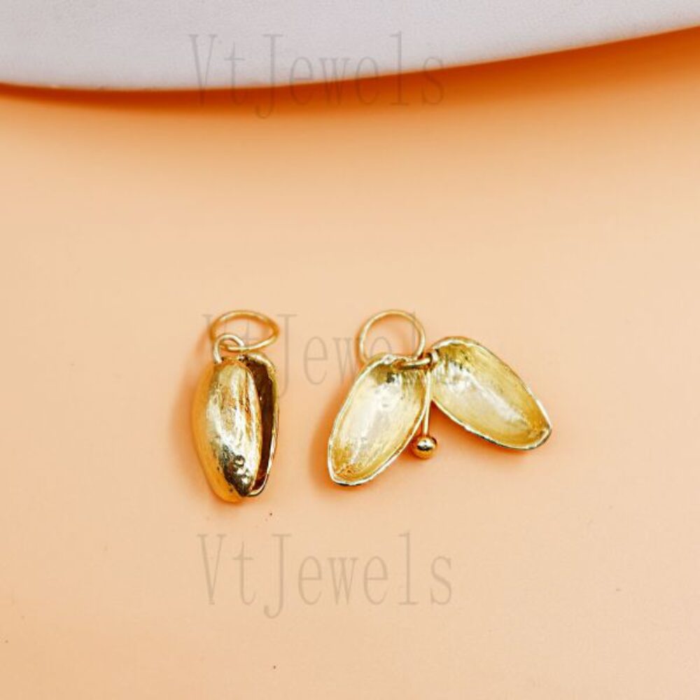 925 Sterling Silver Gold-Plated Pistachio Nut Charm Pendant