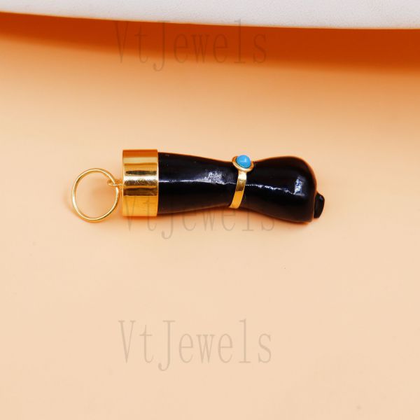 925 Sterling Silver Black Onyx Boot Charm Pendant - Image 3