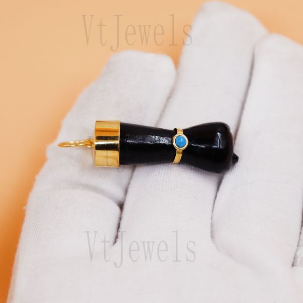 925 Sterling Silver Black Onyx Boot Charm Pendant - Image 5