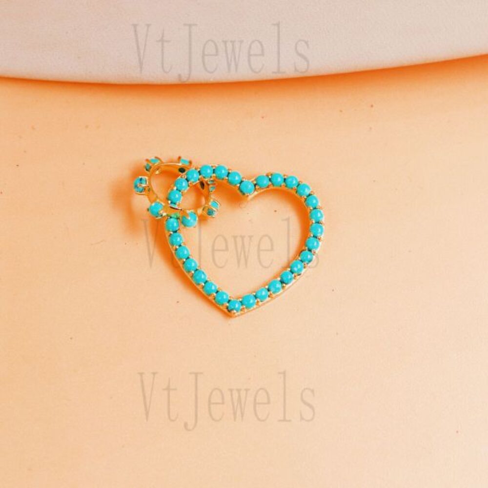 925 Sterling Silver Turquoise Open Heart Pendant
