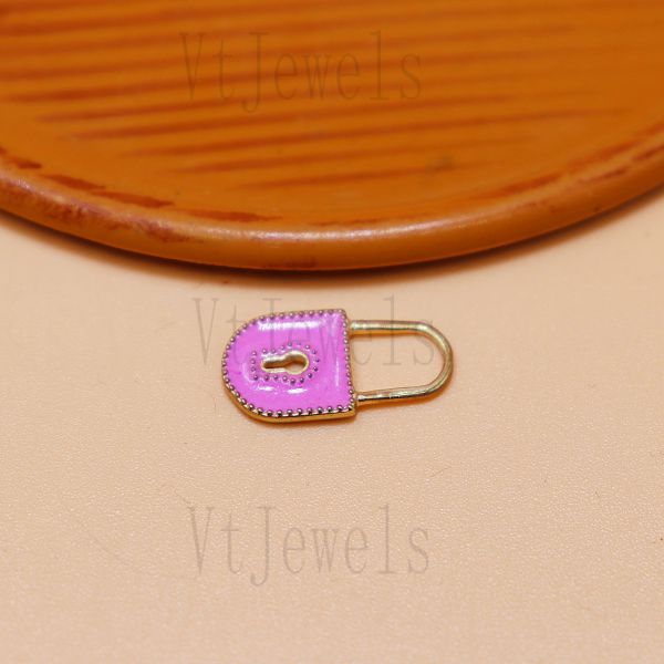 925 Sterling Silver Purple Enamel Padlock Charm Pendant - Image 4
