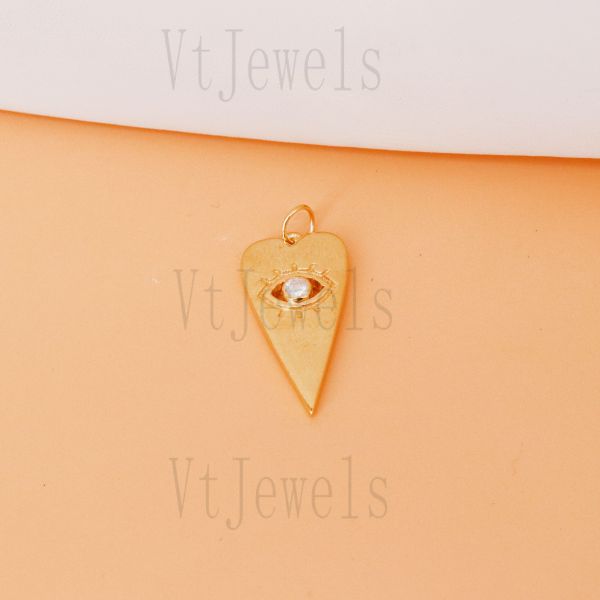 Gold Plated 925 Silver Evil Eye Heart Pendant