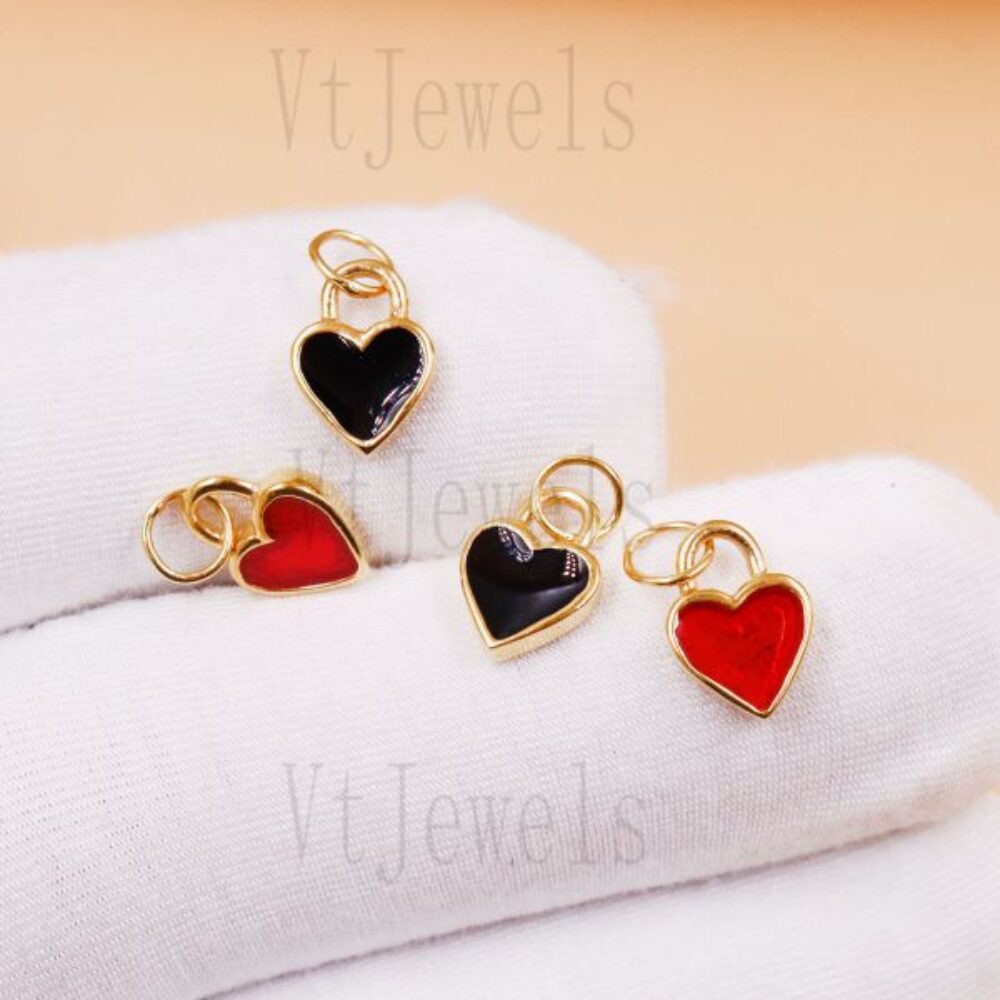 Gold Plated 925 Silver Enamel Heart Pendants