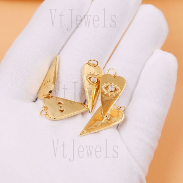 Gold Plated 925 Silver Evil Eye Heart Pendant - Image 4