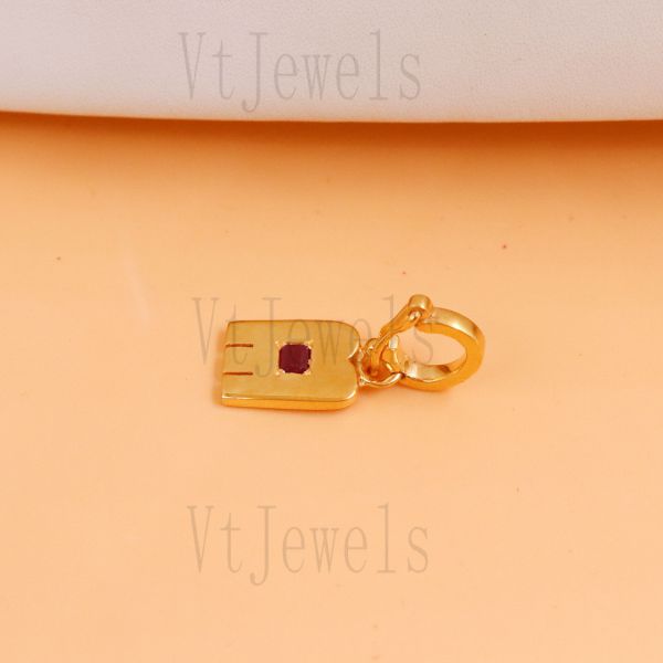 925 Sterling Silver Gold Plated Rectangular Tag Pendant with Accent