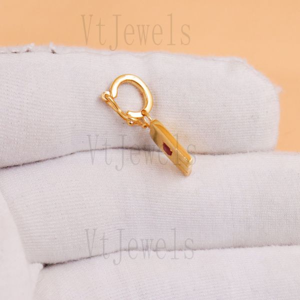 925 Sterling Silver Gold Plated Rectangular Tag Pendant with Accent - Image 4