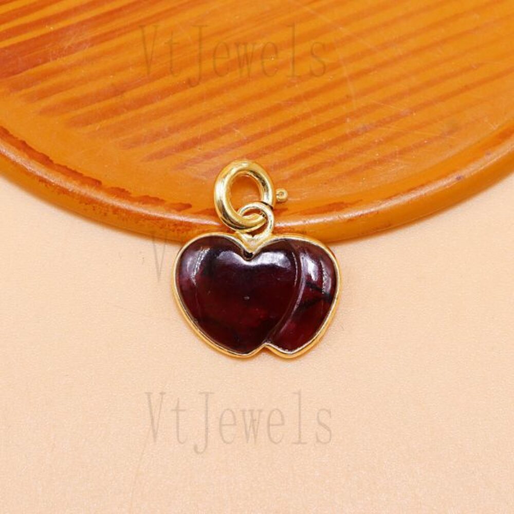 925 Sterling Silver Gold Plated Enamel Apple Heart Pendant