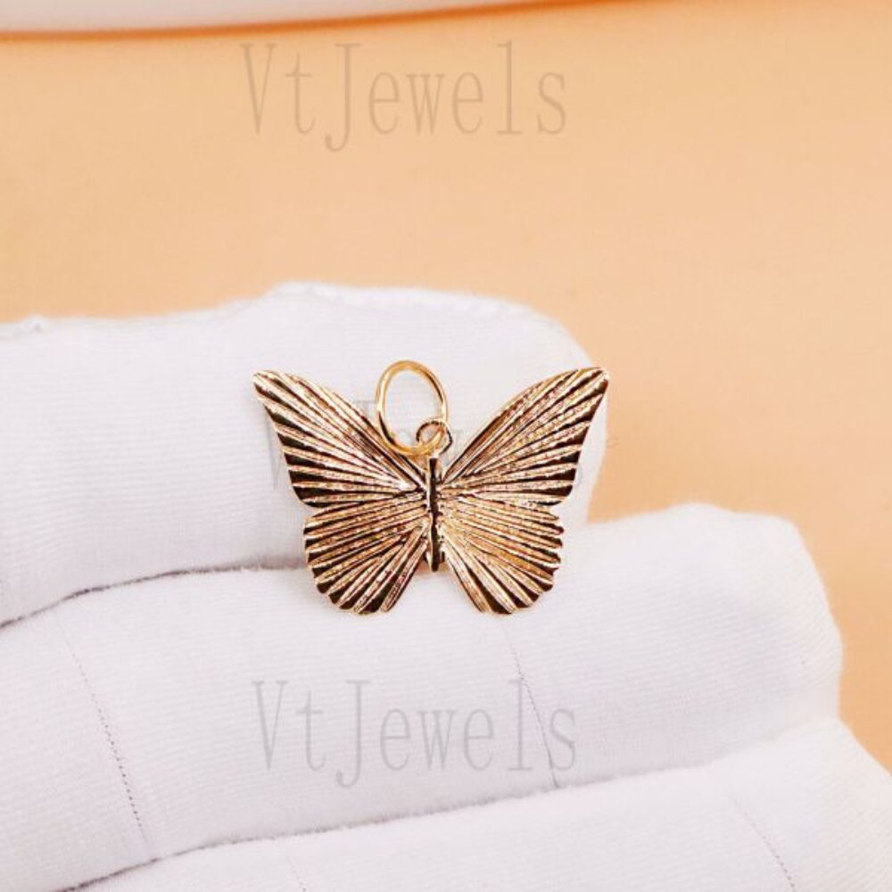 925 Sterling Silver Textured Butterfly Charm Pendant