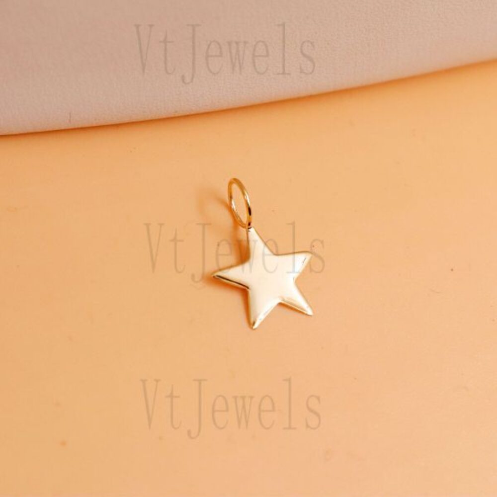 925 Sterling Silver Minimalist Polished Star Charm Pendant