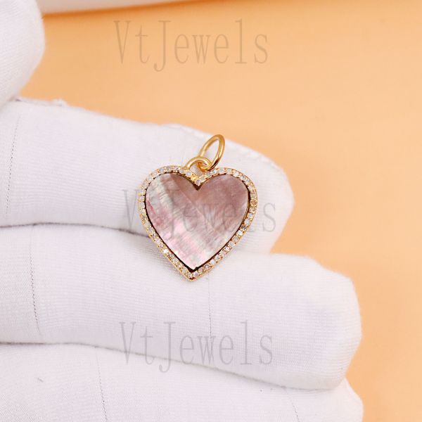 925 Sterling Silver Pearl Heart Charm Pendant - Image 5